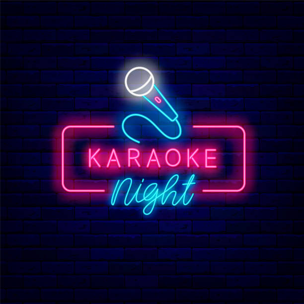 A neon poster for a karaoke night