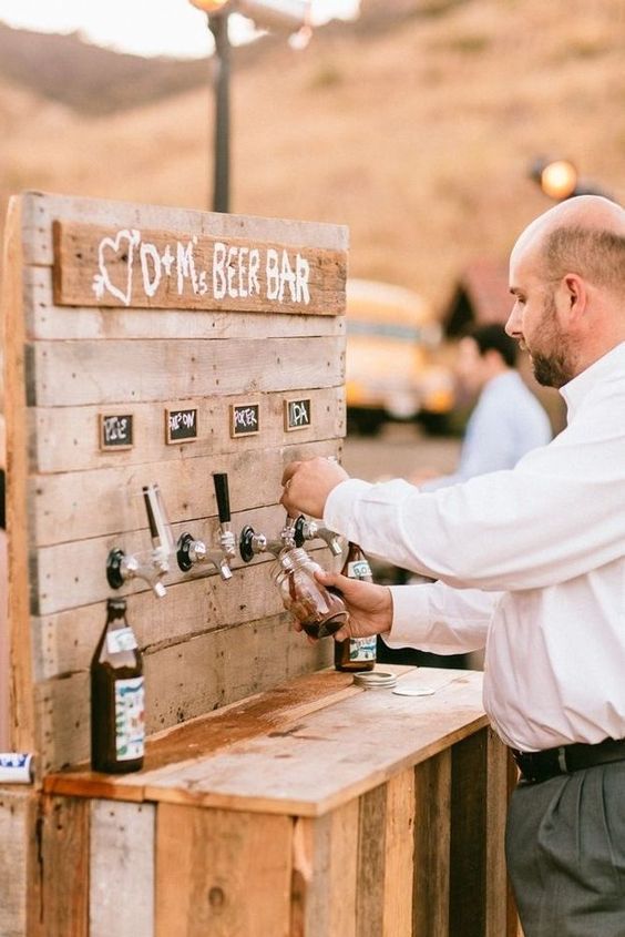 A wood structure for self serving drinks