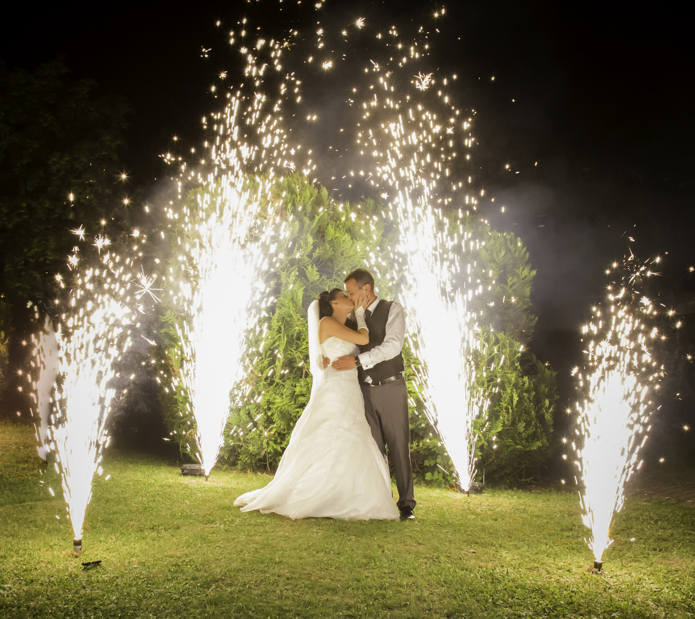 A wedding ceremony ending with firework